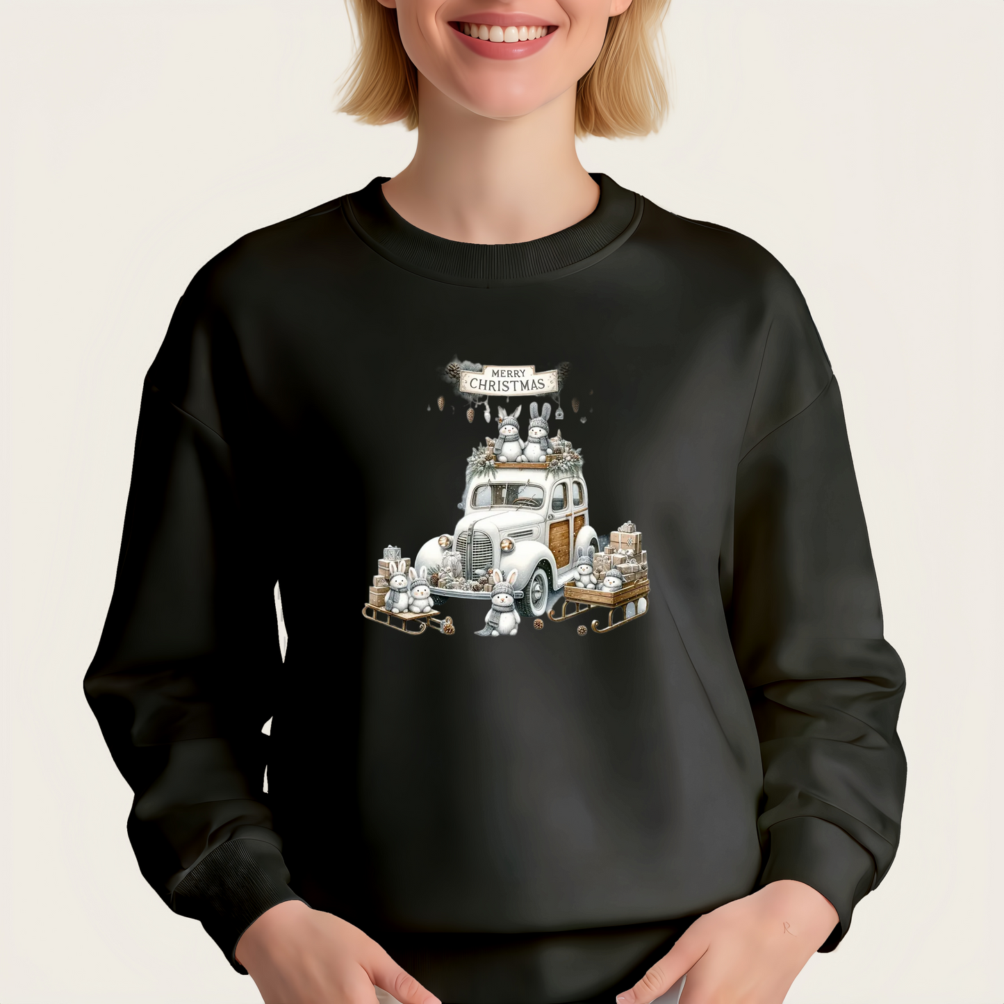 Christmas Snowman Truck Bunny Winter Christmas Tree Iron-On Transfers