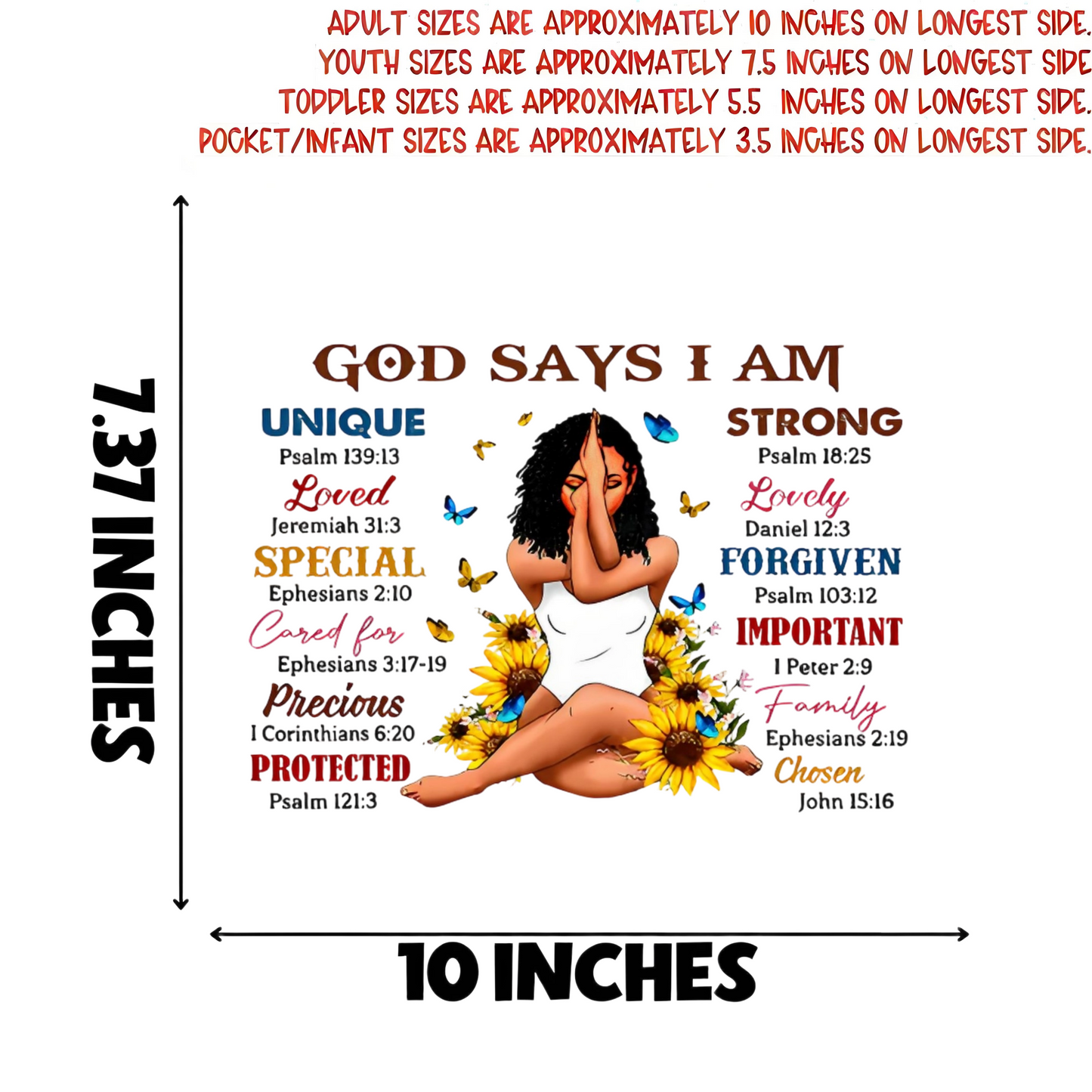 "GOD SAYS I AM" iron-on transfer