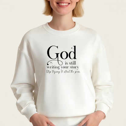 "God is still writing your story" iron-on transfer