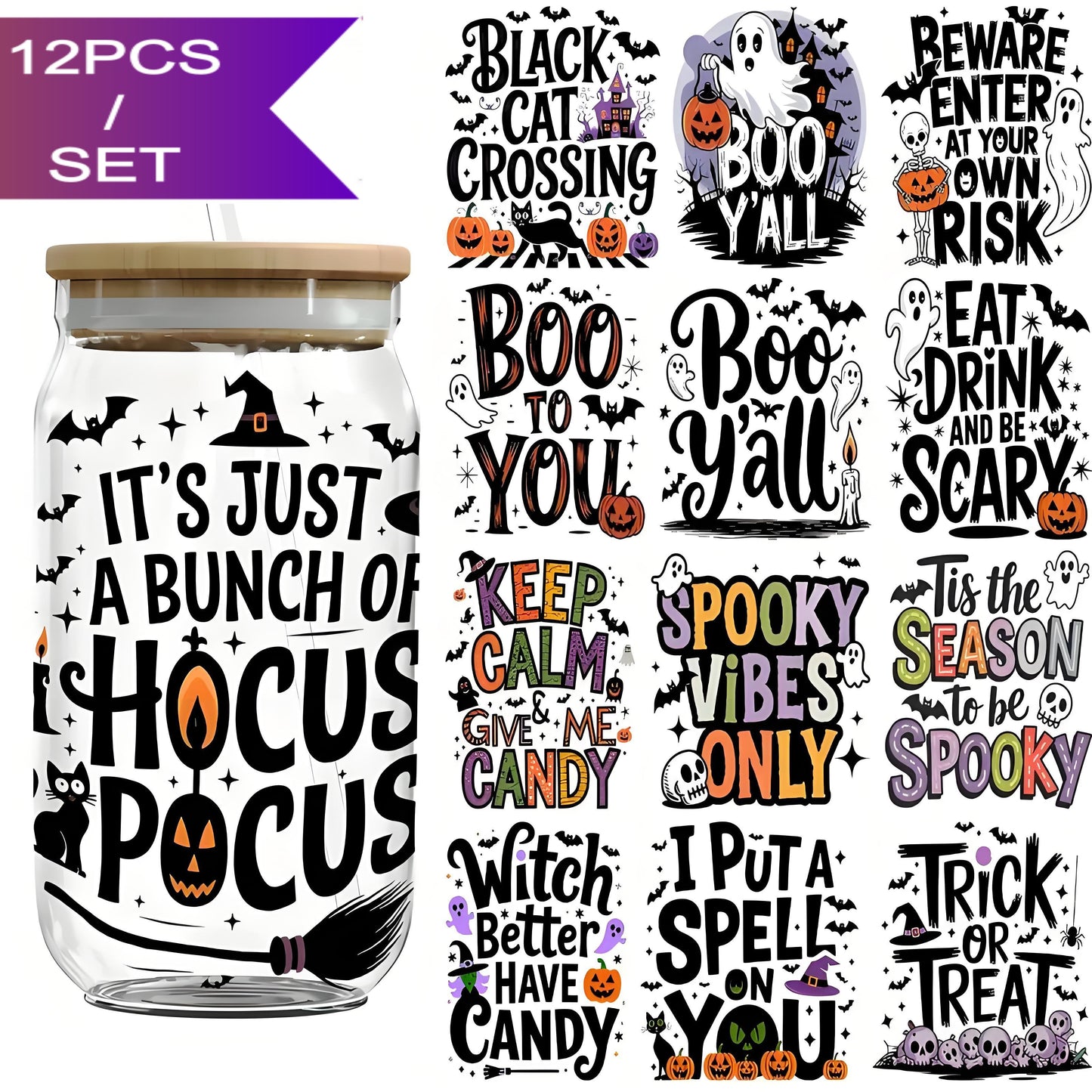 （12PCS/SET）Halloween UV DTF Film Transfer Paper