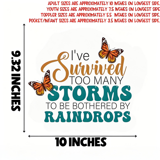 "I've Been Through Too Many Storms" Floral Butterfly Iron-On Transfer