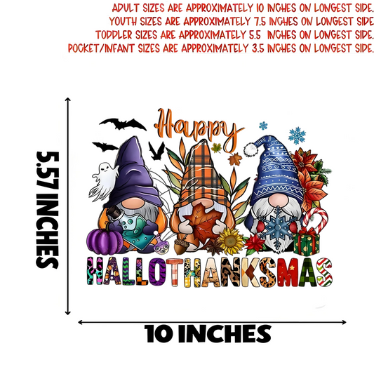 Heat transfer stickers with autumn gnomes, pumpkins, bats and leaves