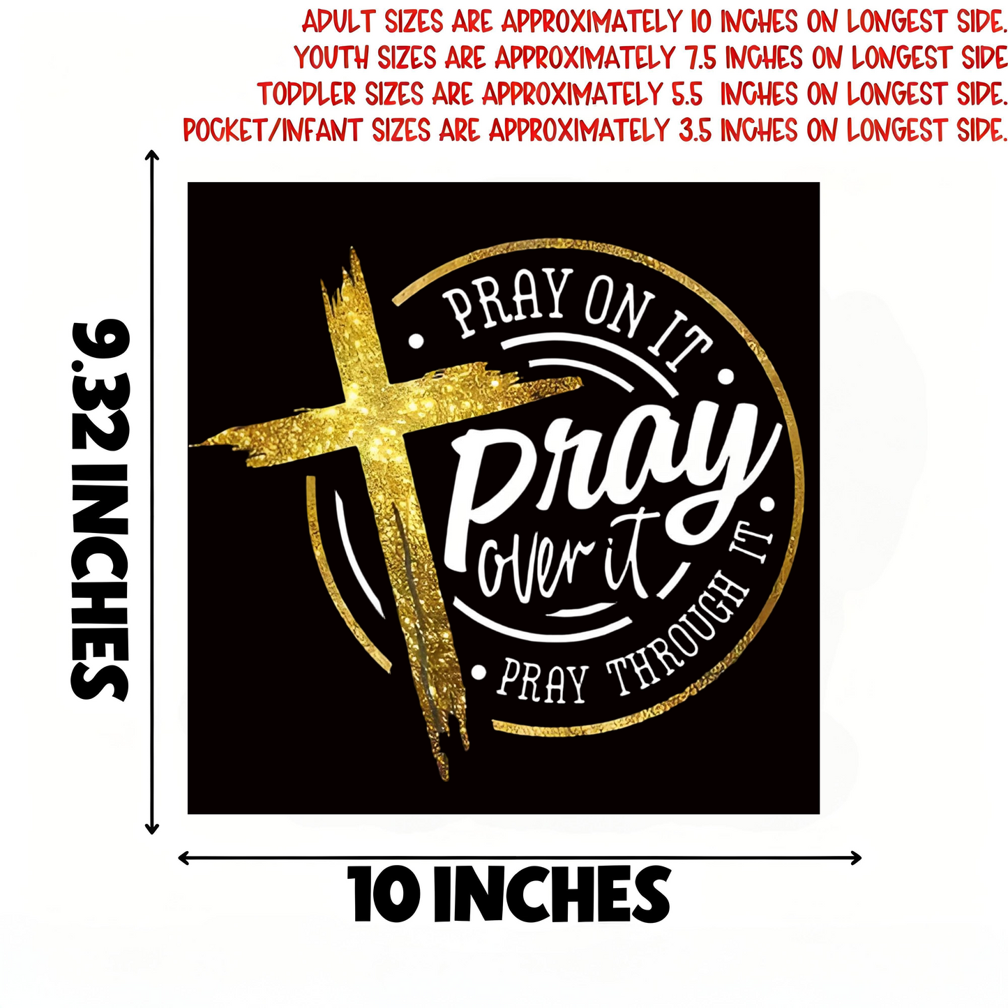 'Cross & Pray' monogram iron-on transfer