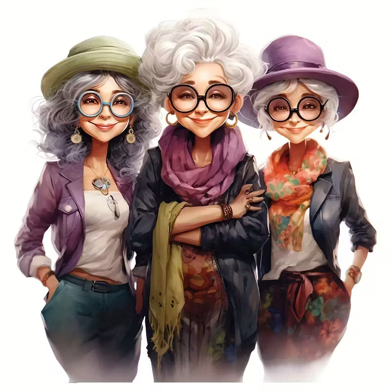 Cute Grandma Cartoon Iron-On Transfer Stickers