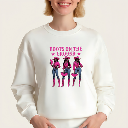 Vintage "Ground Boots" Cowgirl Pattern Iron-On Heat Transfer Sticker