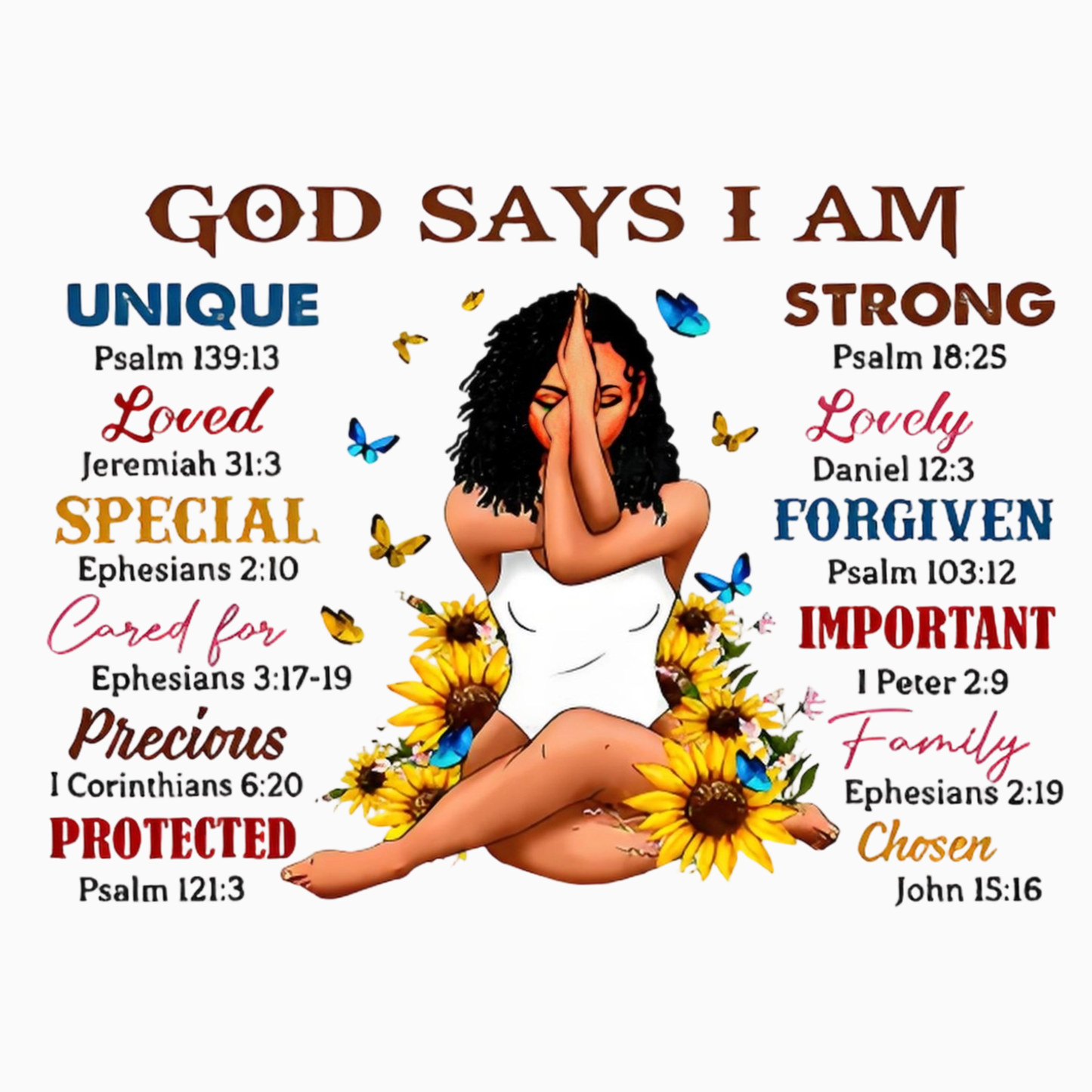 "GOD SAYS I AM" iron-on transfer