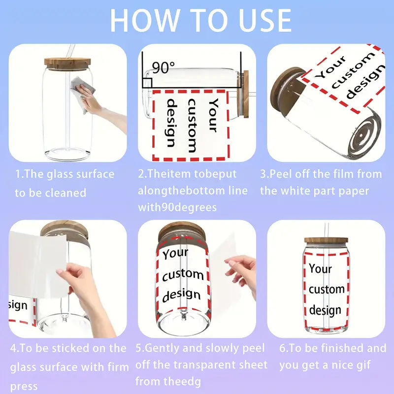 Custom 16oz Water Bottle UV DTF Transfer Sticker