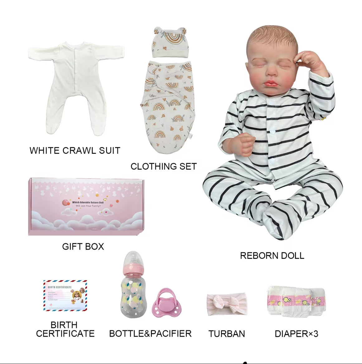 Realistic Reborn Baby Doll Set-20-Inch LifelikeNewborn Girl with 13 Accessories-Soft Body,Weighted Like a Real Baby-Perfect Gift for KidsAge 3+,dealsforyoudays