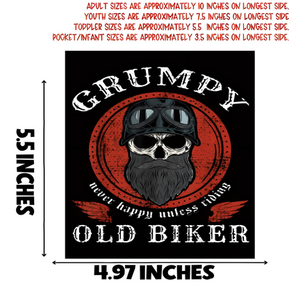 "Grumpy old biker" iron-on transfer