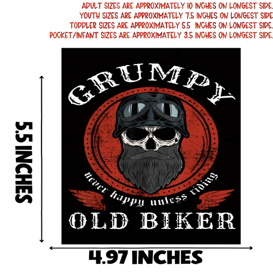 "Grumpy old biker" iron-on transfer