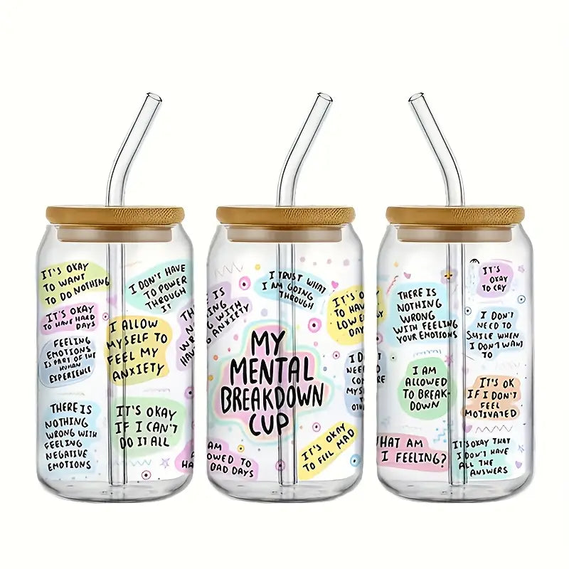 Mental Health Themed UV DTF Cup Stickers