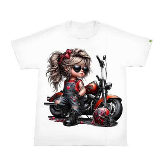 Punk style cartoon motorcycle heat transfer ironing