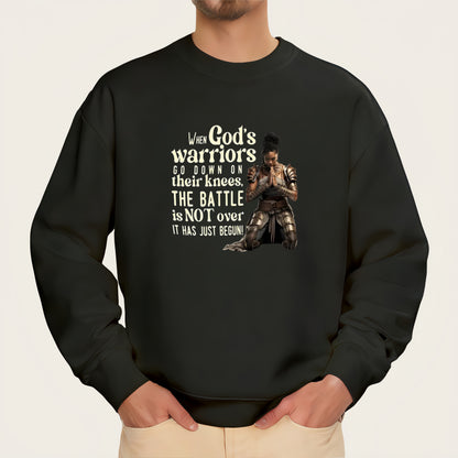 "When God's warriors kneel, the battle is not over, it's just begun" Quote Iron-On Transfer