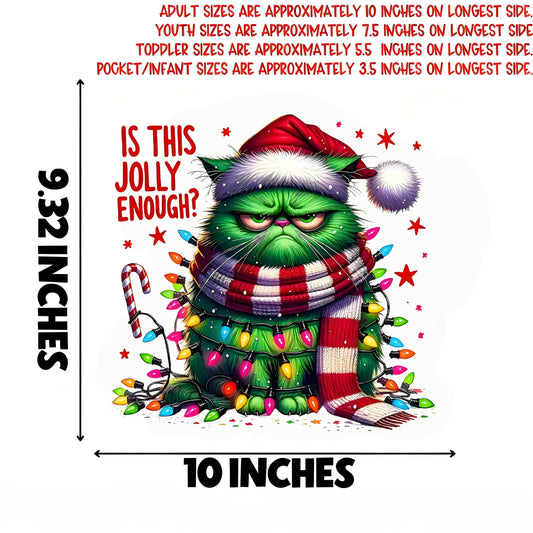 Christmas Green Cat Theme Iron-on Transfer Stickers