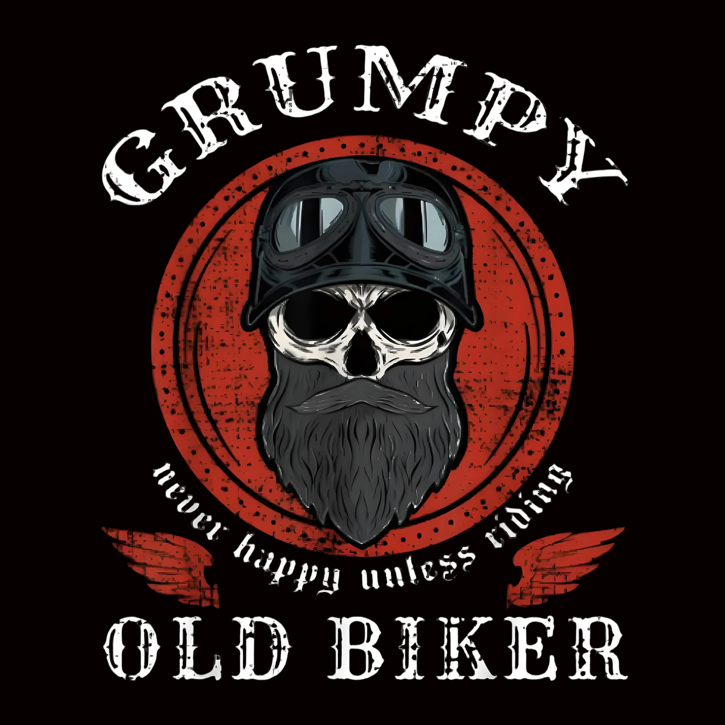 "Grumpy old biker" iron-on transfer