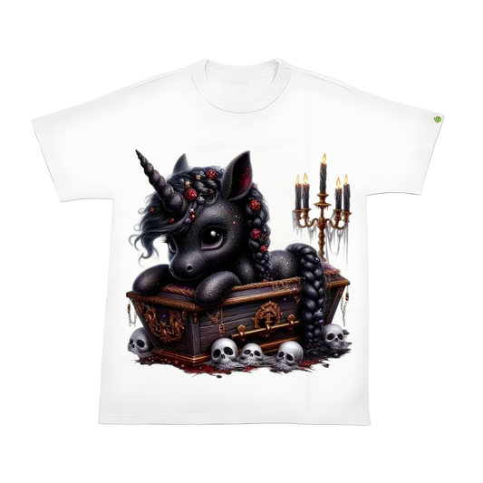 Unicorn and skull heat transfer iron-on