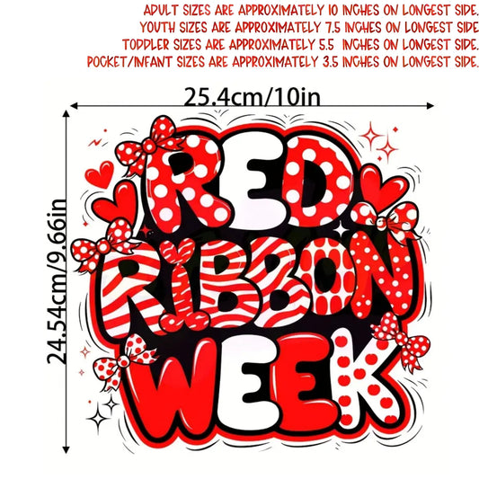 Red Ribbon Week and festive cute bow heat transfer stickers