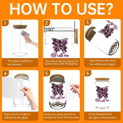 12PCS/SET (for 16oz Cups) Waterproof UV DTF Cup Decals