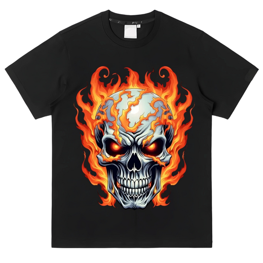 Flame skull pattern heat transfer ironing