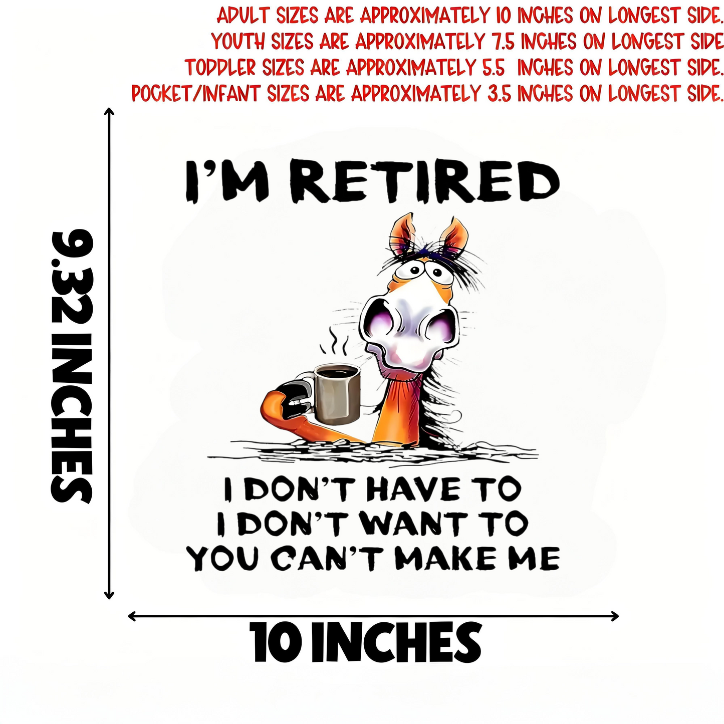 Yellow donkey drinking coffee iron-on transfer