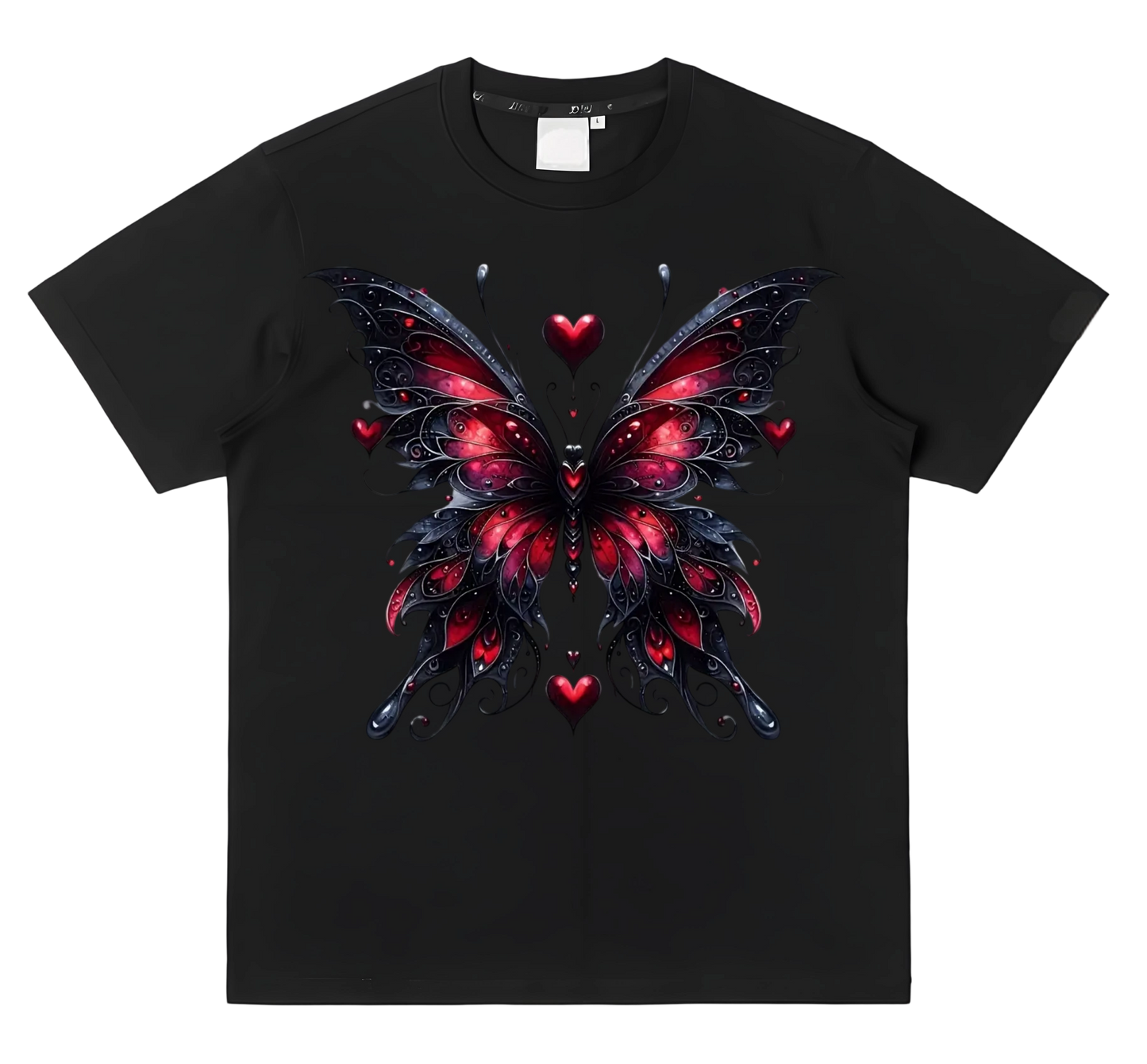 Gothic Dark Butterfly Heart Heat Transfer Iron-On