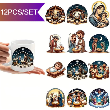 （12PCS/SET）DIY Nativity Coffee Cup UV DTF