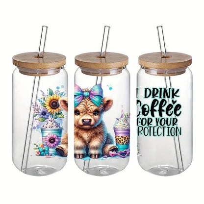 High Quality Iced Coffee and Raccoon UV DTF Transfer Paper