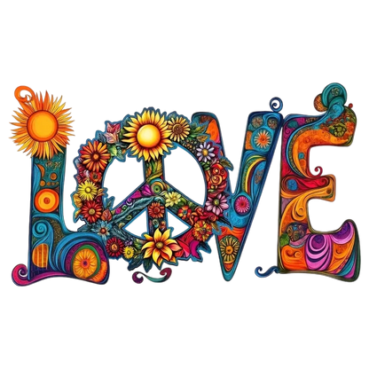 Creative peace symbol LOVE heat transfer ironing