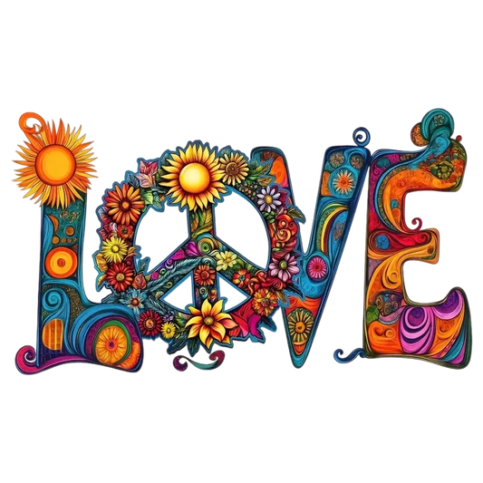 Creative peace symbol LOVE heat transfer ironing