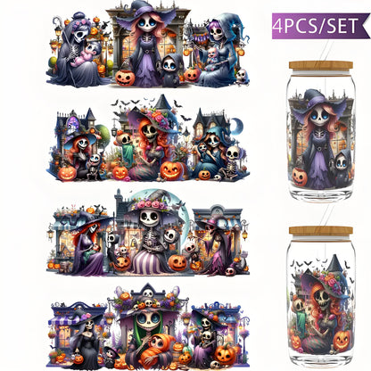 （4PCS/SET）Halloween Skull UV DTF Transfer Sticker Glass