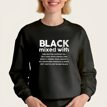 "BLACK mixed with" pattern iron-on transfer