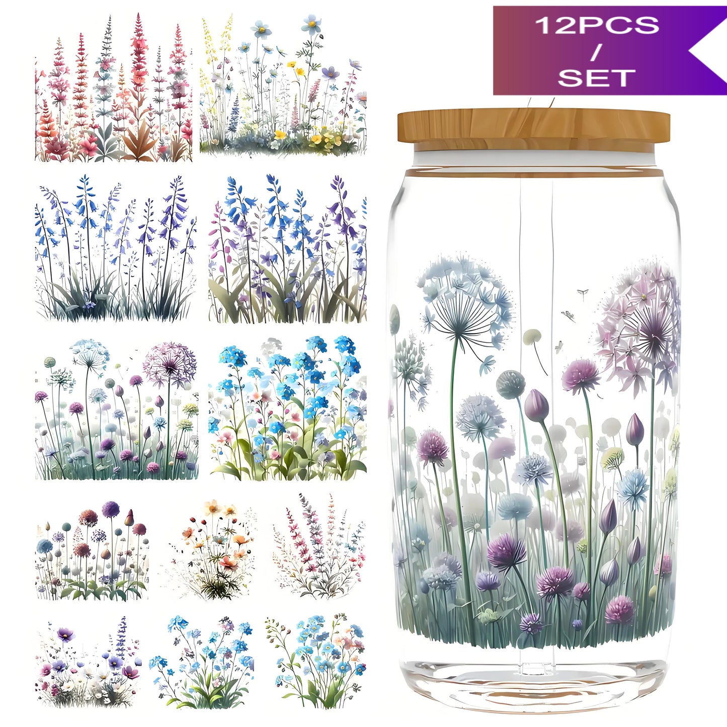（12PCS/SET）Spring Wildflowers Series Design UV DTF Sticker