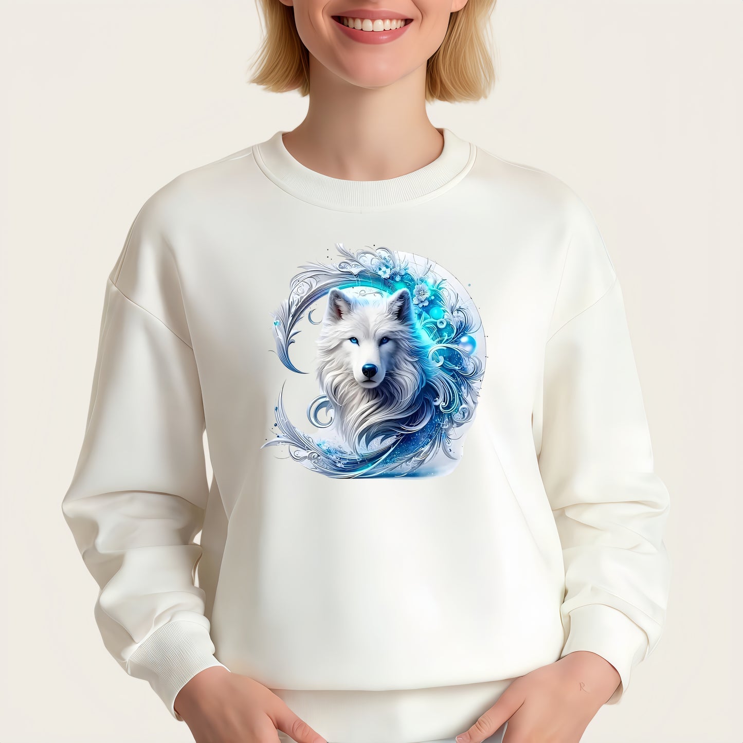 Fantasy White Wolf King Iron-On Transfer