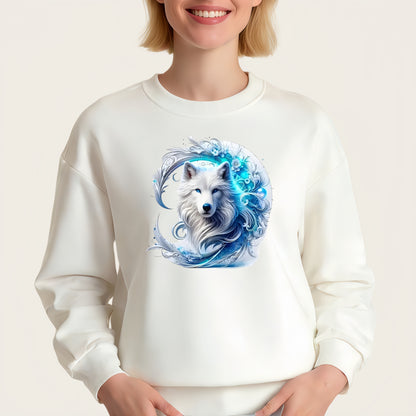 Fantasy White Wolf King Iron-On Transfer