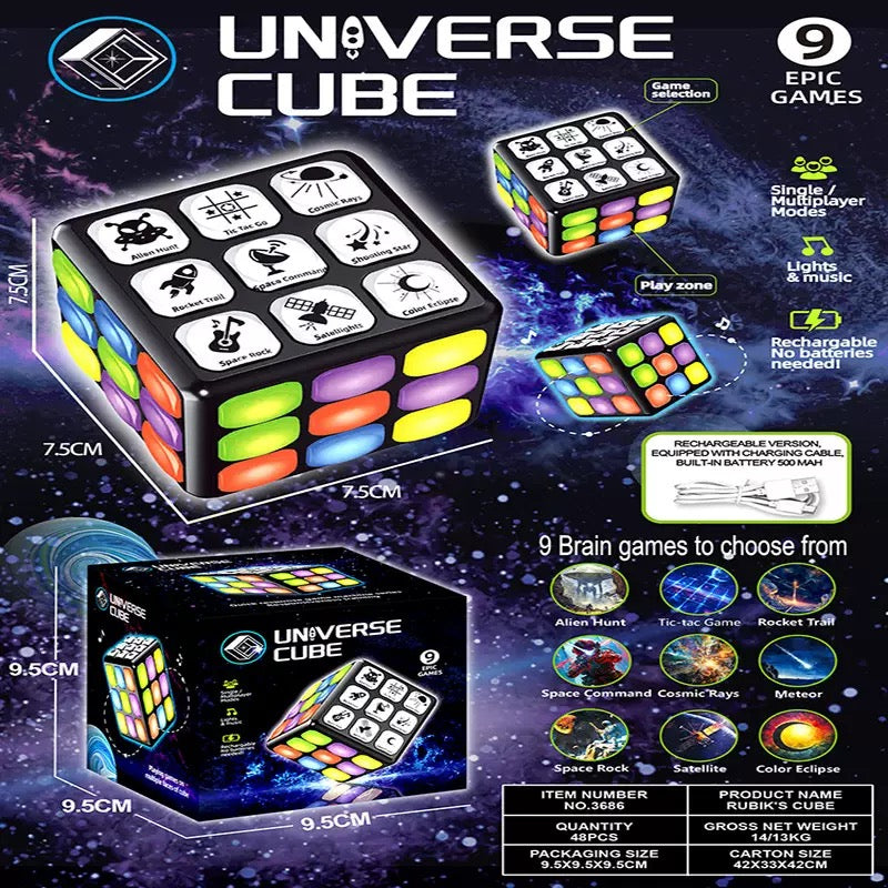 Winning Fingers Flashing Cube Electronic Memory and Brain Game - 4-in-1 Handheld Stem Toys for Kids - Cool Gadgets, Games for Boys and Girls - Fun Family Game for Kids Ages 6-12 - Educational Gift Toy