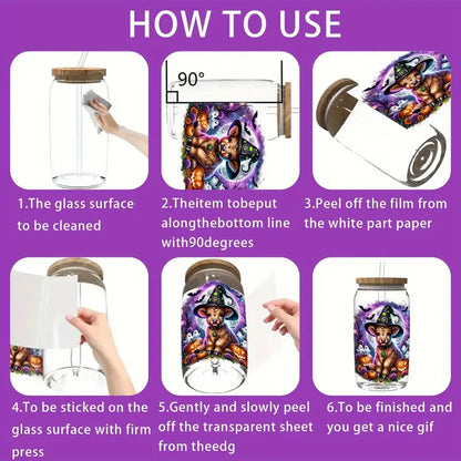 （8PCS/SET）Halloween Highland Cow UV DTF Transfer Paper