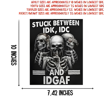 Skull and lettering iron-on transfers