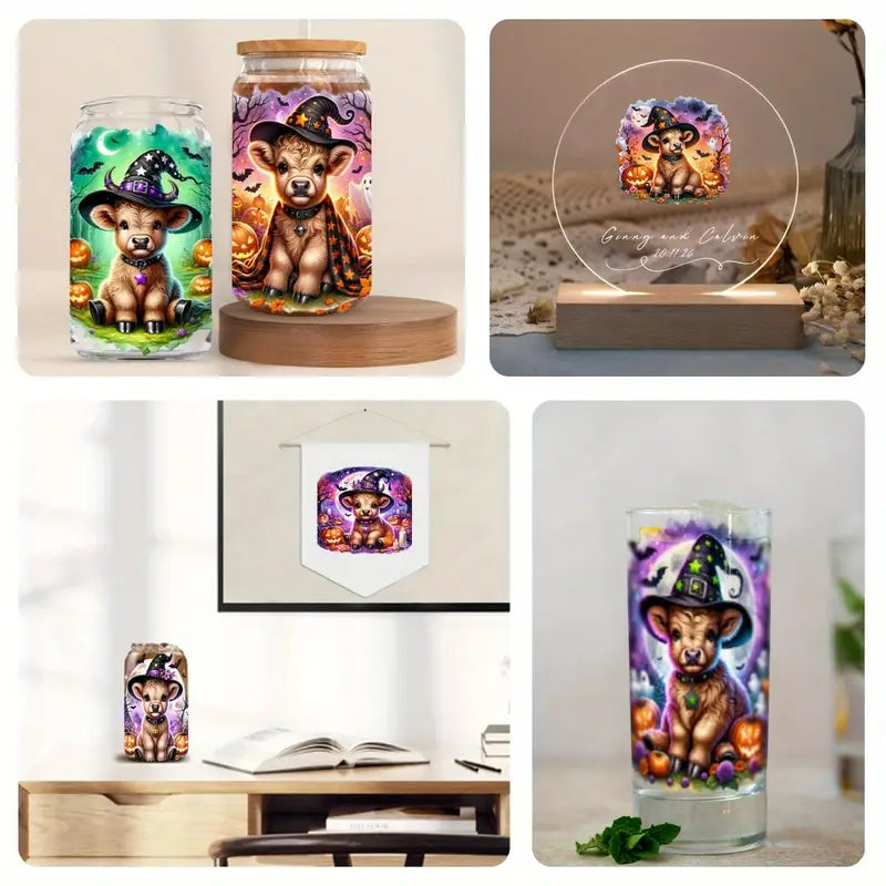 （8PCS/SET）Halloween Highland Cow UV DTF Transfer Paper