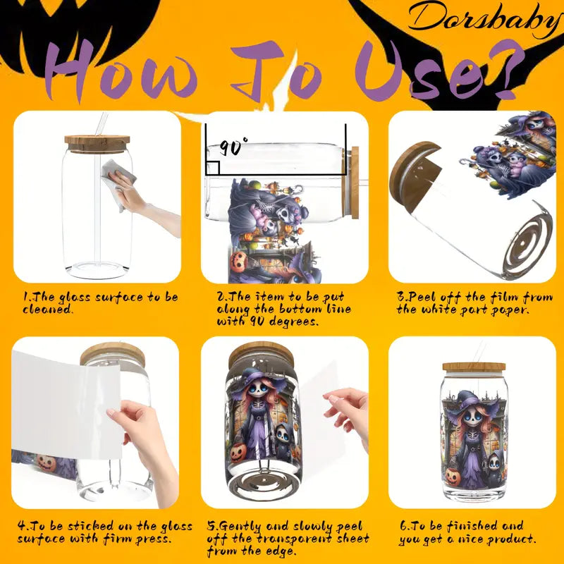 （4PCS/SET）Halloween Skull UV DTF Transfer Sticker Glass