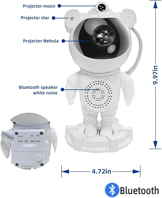 Star Projector Astronaut Galaxy Projector - Bluetooth Speaker, White Noise,Moon Nebula Night Light for Bedroom, 360° Adjustable,Timer and Remote, Star Galaxy Projectors for Kids Adult,Gift Choice