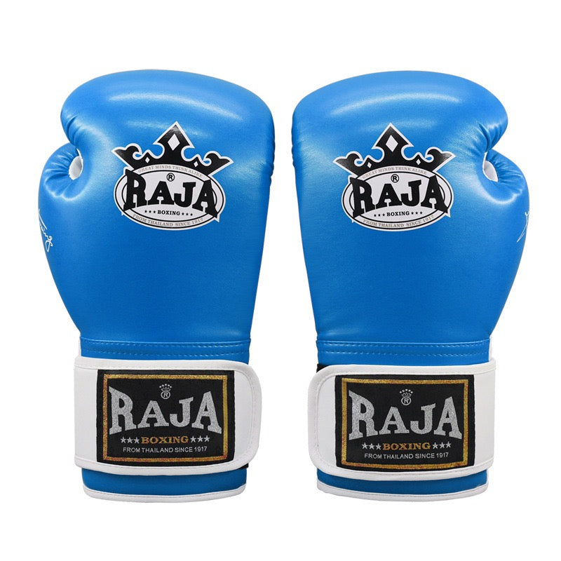 RAJA Boxing Gloves, Pro Training Sparring, Maya Hide Leather, Muay Thai MMA Kickboxing, Men Women Adult, Heavy Punching Bag Focus Mitts Pads Workout, Ventilated Palm, Multi Layered, 8 10 12 14 16 18 Oz