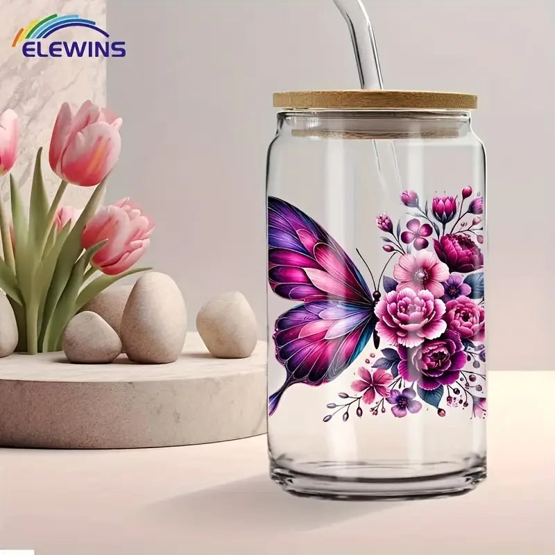 16 oz thermos cup special butterfly pattern anti-scratch and wear-resistant transfer paper