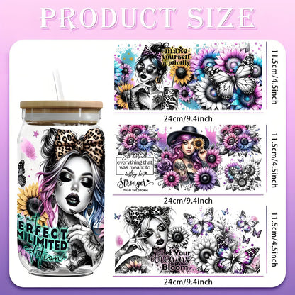 （4PCS/SET）UV waterproof transfer paper for 16 oz cups