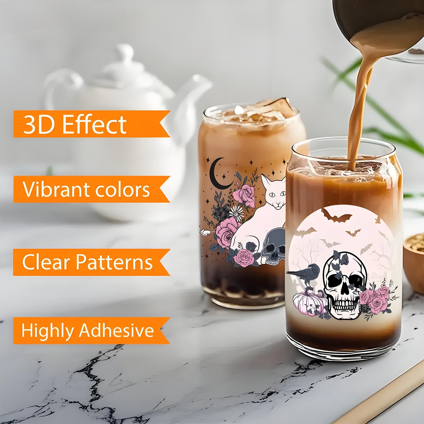 12PCS/SET (for 16oz Cups) Waterproof UV DTF Cup Decals