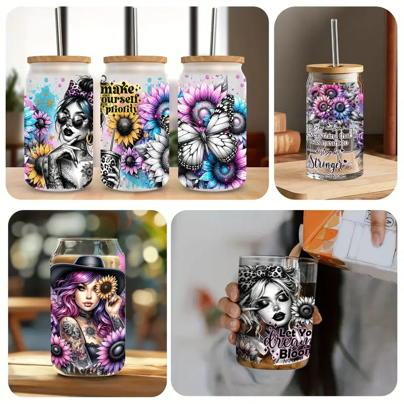 （4PCS/SET）UV waterproof transfer paper for 16 oz cups