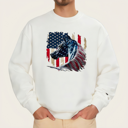 Horse head and American flag iron-on transfer
