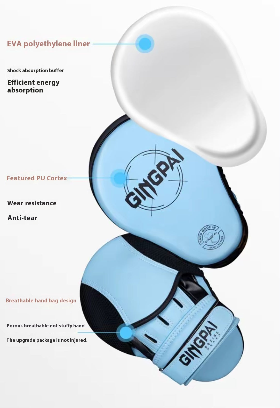 Boxing Curved Focus Punching Mitts- Leatherette Training Hand Pads（single）