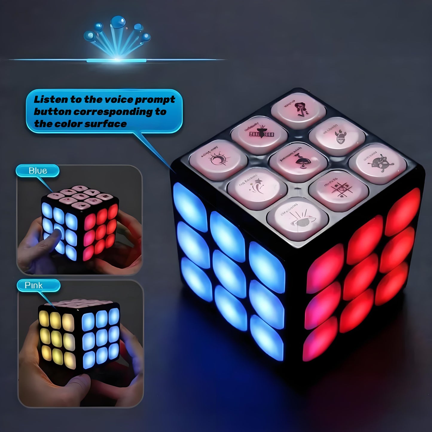 Winning Fingers Flashing Cube Electronic Memory and Brain Game - 4-in-1 Handheld Stem Toys for Kids - Cool Gadgets, Games for Boys and Girls - Fun Family Game for Kids Ages 6-12 - Educational Gift Toy
