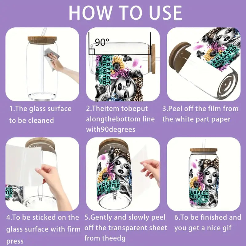 （4PCS/SET）UV waterproof transfer paper for 16 oz cups