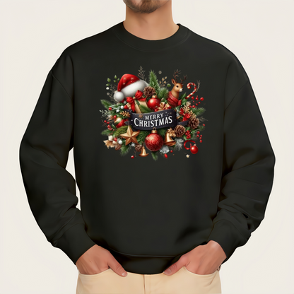 Santa Claus, Reindeer, Pine Cone, and Bell Design Iron-On Transfers